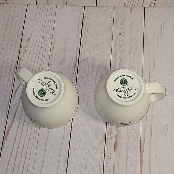 2 STARBUCKS BARISTA Abbey Band Steaming Coffee Mug 12OZ 2003 Vintage - Picture 7 of 7